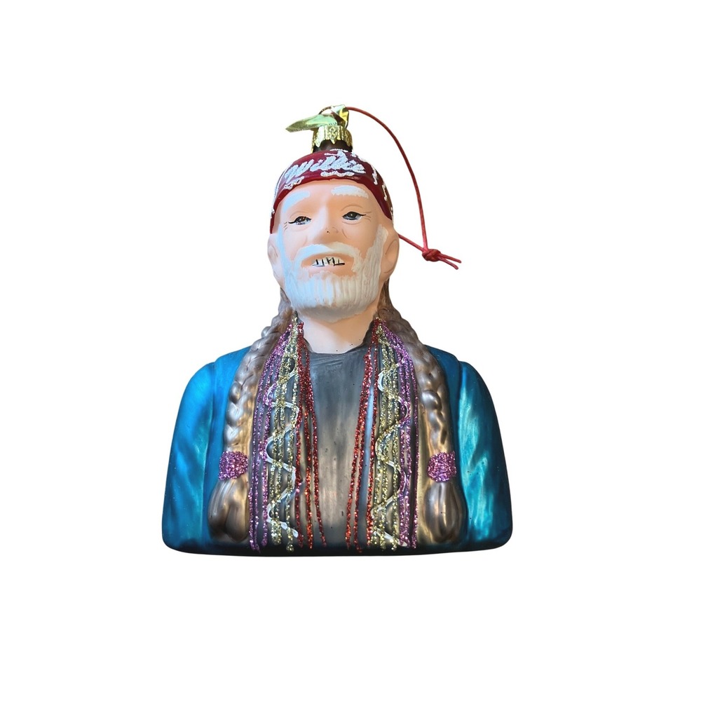 Willie Nelson Musician Blown Glass Ornament NIB‎ Christmas Holiday Country
